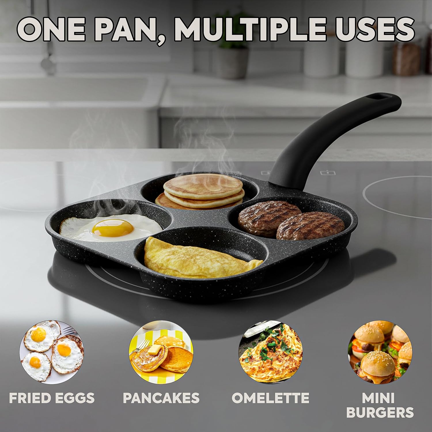 Egg Waffle Pan - مقلاة بيض غير لاصقة، مقلاة فطائر