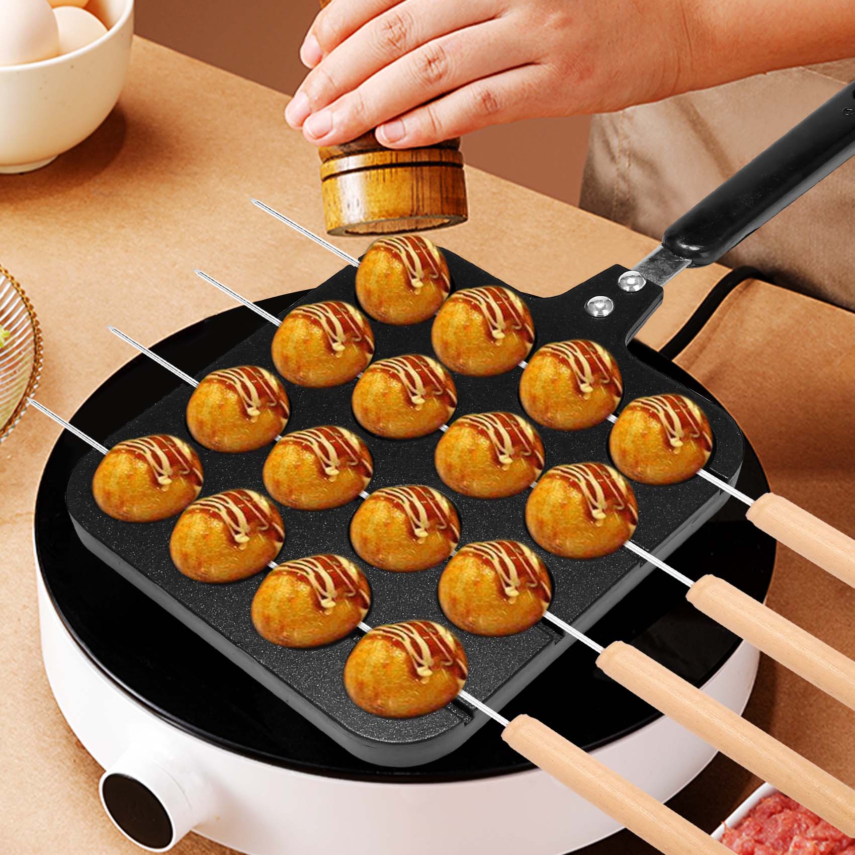 F-T 16 ثقوب الألومنيوم تاكوياك - مراجعة Takoyaki Grill Plate وسعره